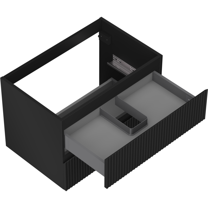 Mexen Rivel Badezimmerschrank unter dem Waschbecken 70 cm, 2 Schubladen, gerillt, schwarz matt - 91A20-07047-2-BFF71