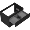 Mexen Rivel gabinete de baño bajo lavabo 70 cm, 2 cajones, acanalado, negro mate - 91A20-07047-2-BFF71