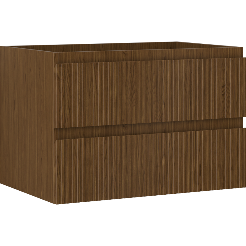 Mexen Rivel Badezimmer-Waschtischunterschrank 70 cm, 2 Schubladen, geriffelt, Nussbaum - 91A20-07047-2-BFF86