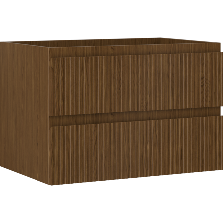 Mexen Rivel bathroom cabinet with basin 70 cm, 2 drawers, grooved, walnut - 91A20-07047-2-BFF86