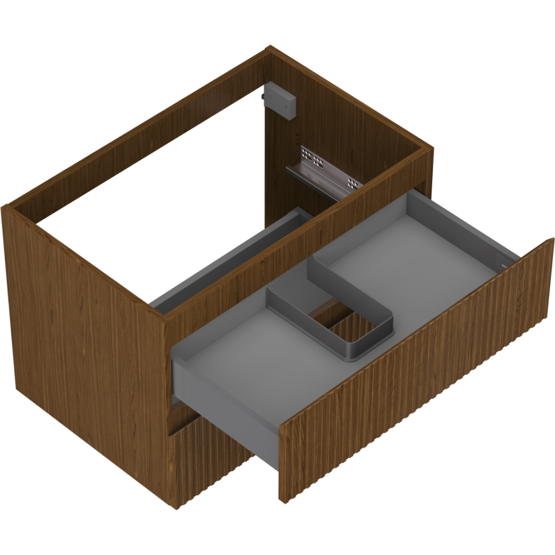 Mexen Rivel Badezimmerschrank Unterschrank 70 cm, 2 Schubladen, geriffelt, Nussbaum - 91A20-07047-2-BFF86