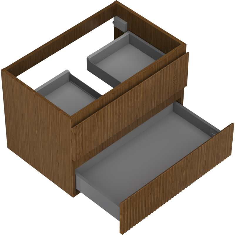 Mexen Rivel badkamerkast onder wastafel 70 cm, 2 lades, gegroefd, walnoot - 91A20-07047-2-BFF86