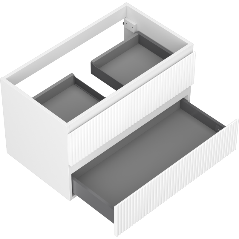 Mexen Rivel armário de casa de banho para lavatório 80 cm, 2 gavetas, canelado, branco mate - 91A20-08047-2-BFF01