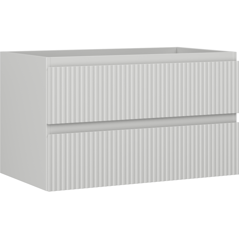 Mexen Rivel vannas istabas izlietnes skapis 80 cm, 2 atvilktnes, rievots, pelēks matēts - 91A20-08047-2-BFF62