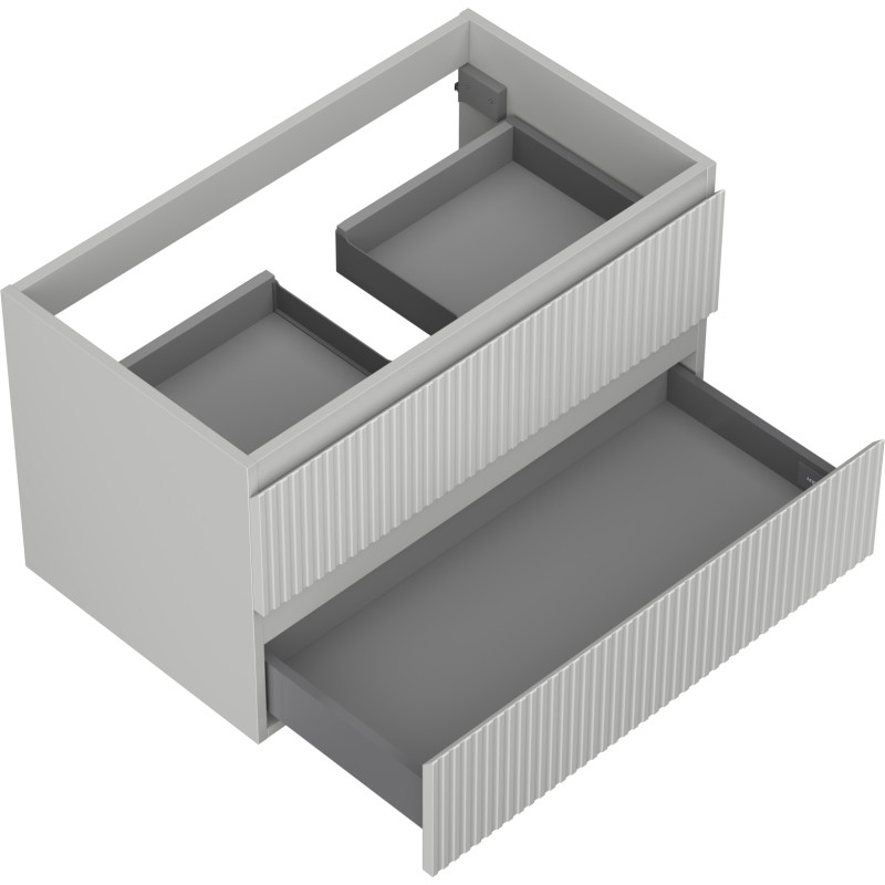 Mexen Rivel vannitoakapp valamu all, 80 cm, 2 sahtlit, rihveldatud, hall matt - 91A20-08047-2-BFF62