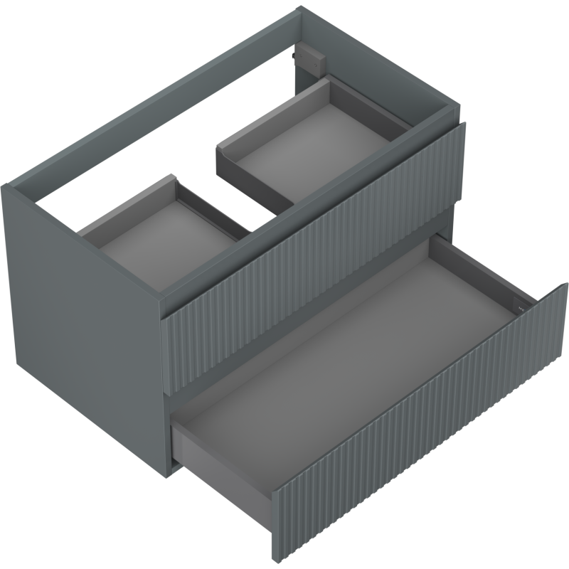 Mexen Rivel bathroom cabinet, 80 cm, 2 drawers, fluted, matte graphite - 91A20-08047-2-BFF66