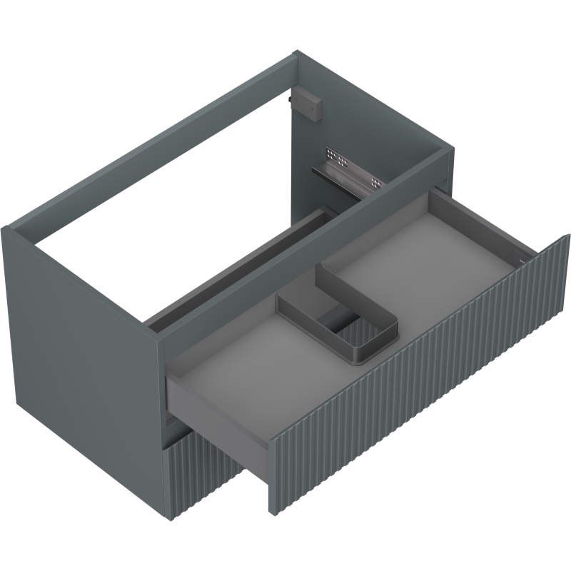 Mexen Rivel gabinete de baño bajo lavabo 80 cm, 2 cajones, acanalado, grafito mate - 91A20-08047-2-BFF66