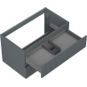 Mexen Rivel badkamerkast onder de wastafel 80 cm, 2 laden, gefreesd, mat grafiet - 91A20-08047-2-BFF66
