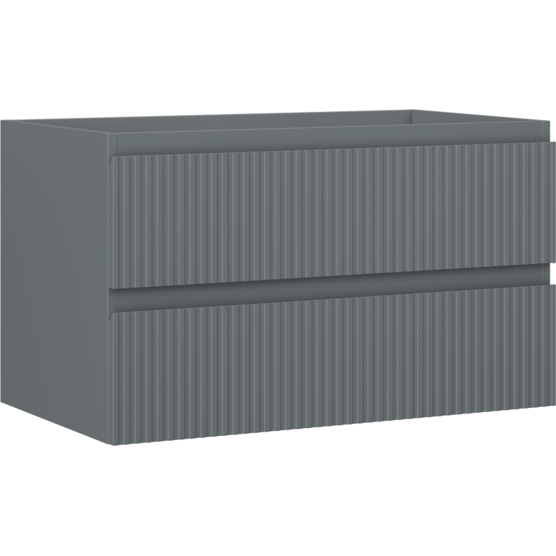 Mexen Rivel badrumsskåp under tvättställ 80 cm, 2 lådor, räfflad, grafitmatt - 91A20-08047-2-BFF66