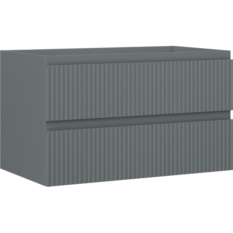 Mexen Rivel szafka łazienkowa podumywalkowa 80 cm, 2 szuflady, ryflowana , grafit mat - 91A20-08047-2-BFF66