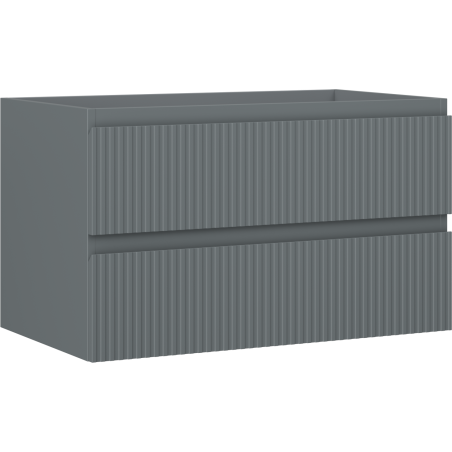 Mexen Rivel bathroom cabinet, 80 cm, 2 drawers, fluted, matte graphite - 91A20-08047-2-BFF66