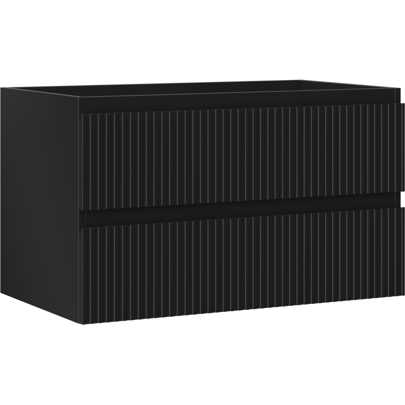 Mexen Rivel armoire de salle de bain sous-vasque 80 cm, 2 tiroirs, rainurée, noir mat - 91A20-08047-2-BFF71