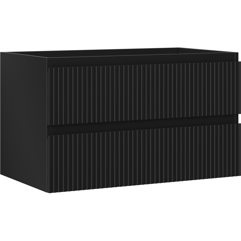 Mexen Rivel bathroom cabinet for under the sink 80 cm, 2 drawers, grooved, black matt - 91A20-08047-2-BFF71