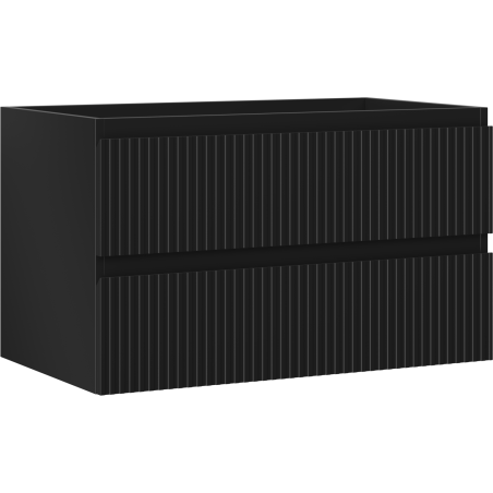 Mexen Rivel badrumsskåp under tvättställ 80 cm, 2 lådor, räfflad, svart matt - 91A20-08047-2-BFF71