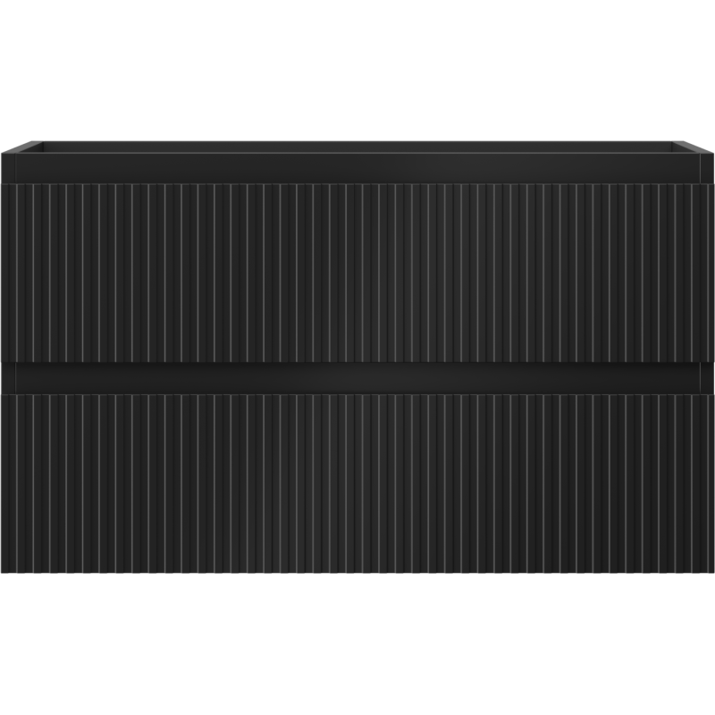 Mexen Rivel armário de casa de banho de 80 cm para instalação de lavatório, 2 gavetas, frisado, preto mate