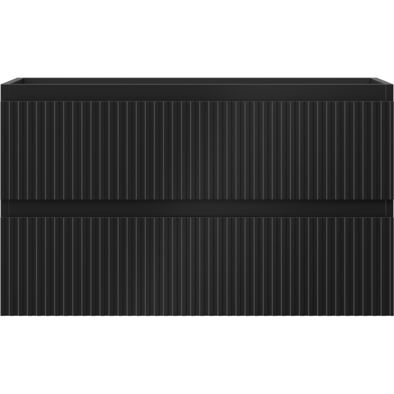 Mexen Rivel kopalniška omarica pod umivalnikom 80 cm, 2 predala, rebrasto, črni mat - 91A20-08047-2-BFF71