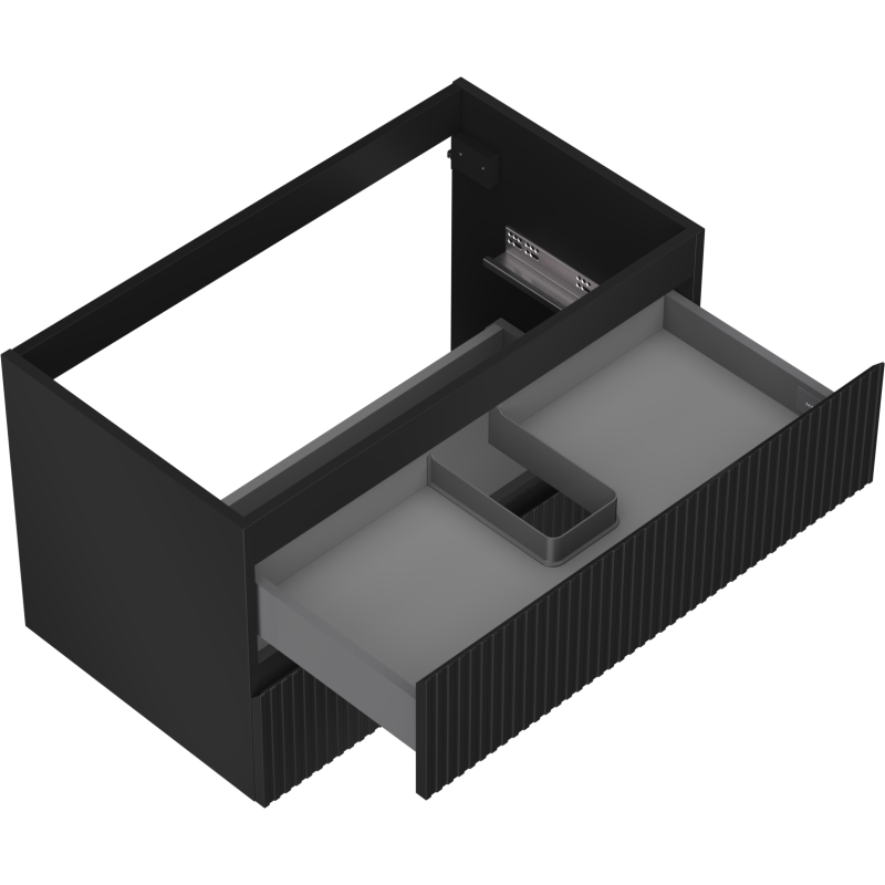 Mexen Rivel gabinete de baño bajo lavabo de 80 cm, 2 cajones, acanalado, negro mate - 91A20-08047-2-BFF71