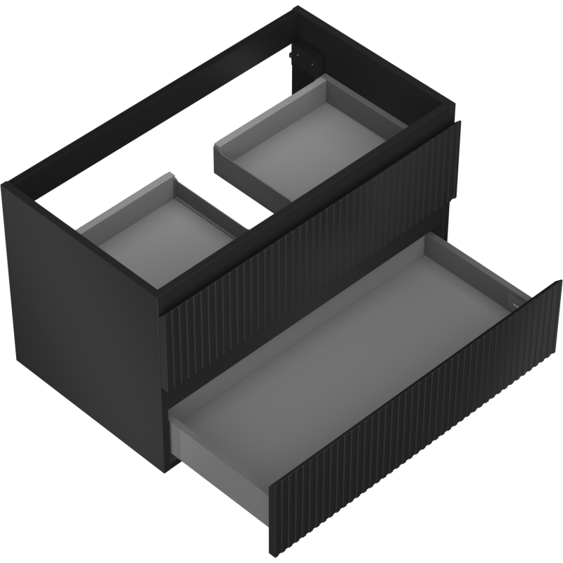 Mexen Rivel armoire de salle de bain sous-vasque 80 cm, 2 tiroirs, rainurée, noir mat - 91A20-08047-2-BFF71