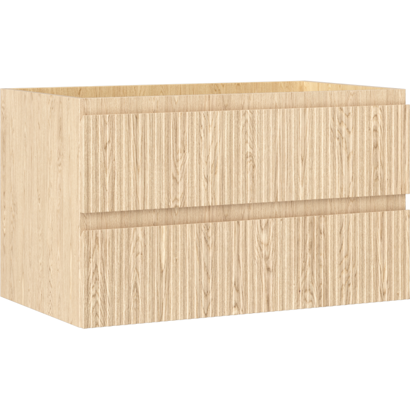 Mexen Rivel Badezimmerschrank unter Waschbecken 80 cm, 2 Schubladen, geriffelt, Eiche - 91A20-08047-2-BFF81