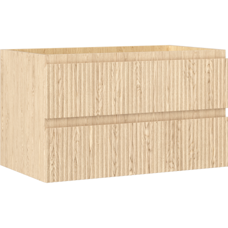 Mexen Rivel 80 cm Bathroom Cabinet, 2 Drawers, Grooved, Oak - 91A20-08047-2-BFF81