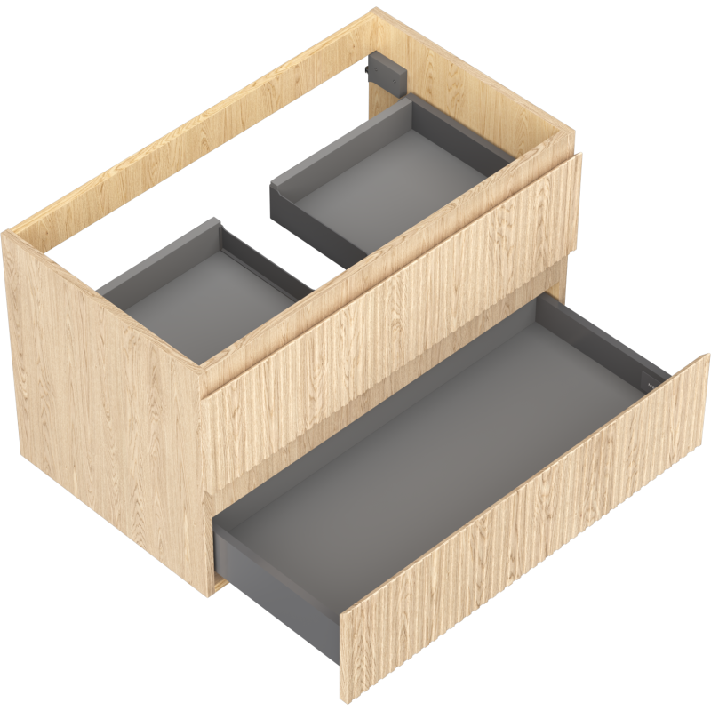 Mexen Rivel vannas istabas skapis zem izlietnes 80 cm, 2 atvilktnes, rievojums, ozols - 91A20-08047-2-BFF81