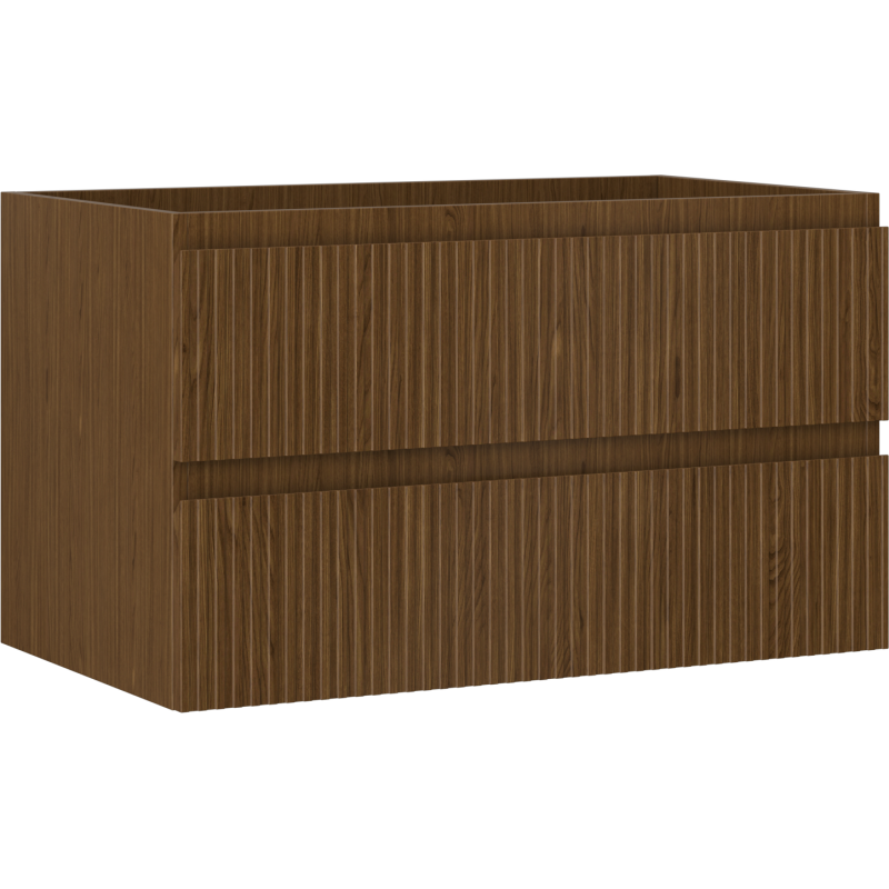 Mexen Rivel mueble de baño bajo lavabo de 80 cm, 2 cajones, estriado, nogal - 91A20-08047-2-BFF86