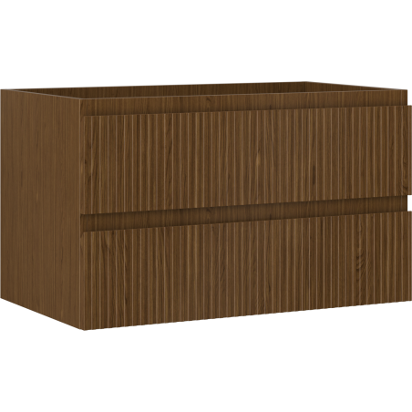 Mexen Rivel badkamerkastje onder wastafel 80 cm, 2 lades, gegroefd, walnoot - 91A20-08047-2-BFF86