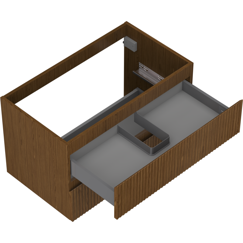 Mexen Rivel Badezimmerschrank unter Waschbecken 80 cm, 2 Schubladen, gerillt, Nussbaum - 91A20-08047-2-BFF86