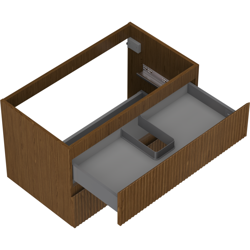 Mexen Rivel mueble de baño bajo lavabo de 80 cm, 2 cajones, estriado, nogal - 91A20-08047-2-BFF86