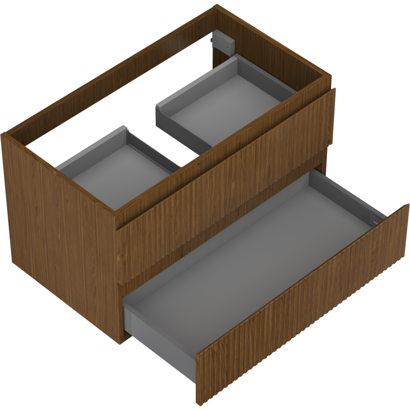 Mexen Rivel mueble de baño bajo lavabo de 80 cm, 2 cajones, estriado, nogal - 91A20-08047-2-BFF86