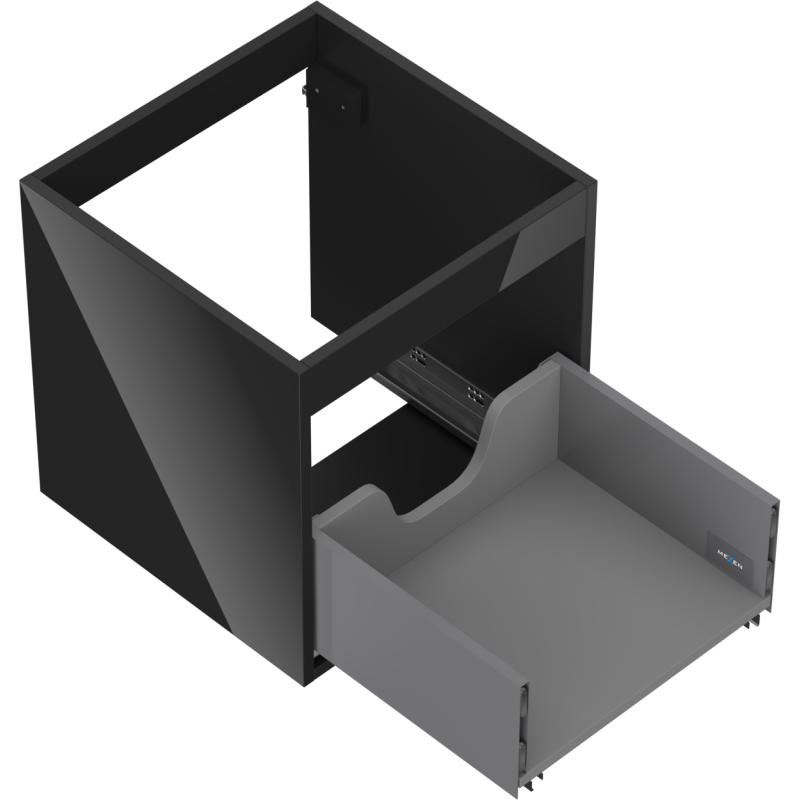 Mexen Box-A corpo de armário de lavatório 45 cm, 1 gaveta, preto brilhante - 91AX0-0450-470-1-70