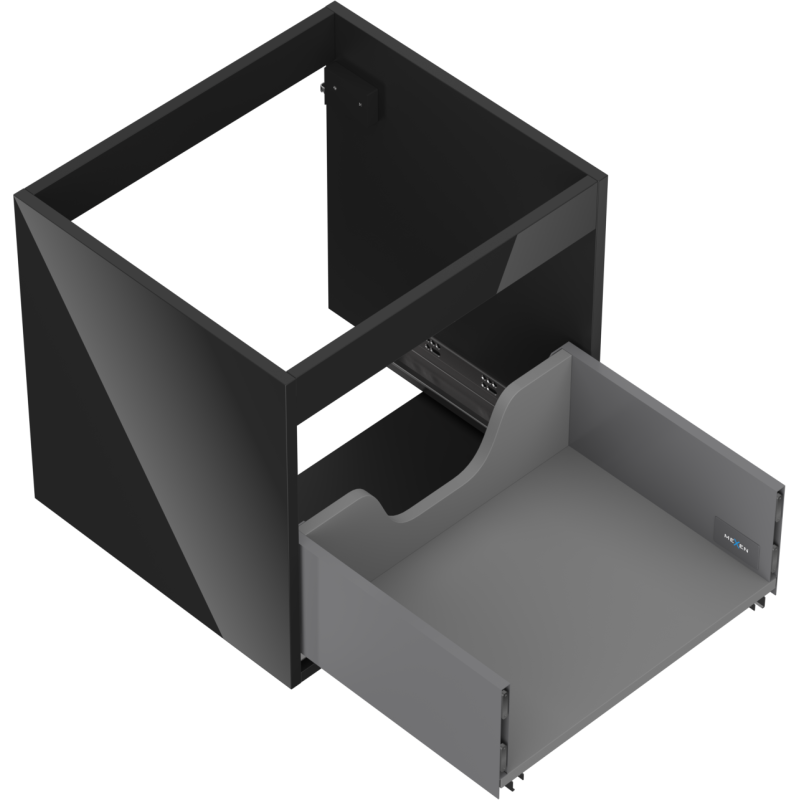 Mexen Box-A korpus szafki podumywalkowej 50 cm, 1 szuflada, czarny połysk - 91AX0-0500-470-1-70