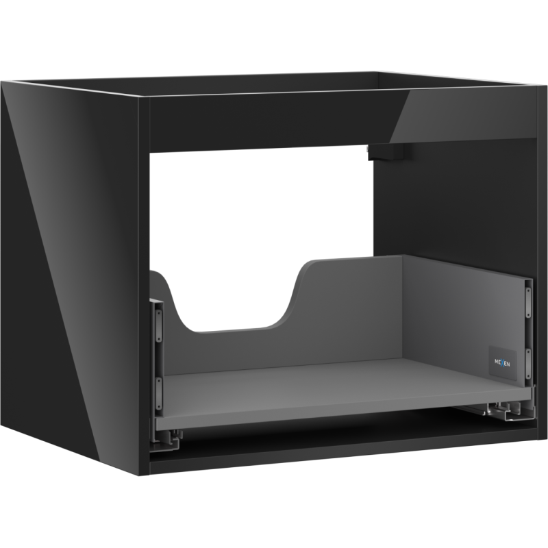 Mexen Box-A meuble lavabo 60 cm, 1 tiroir, noir brillant - 91AX0-0600-470-1-70