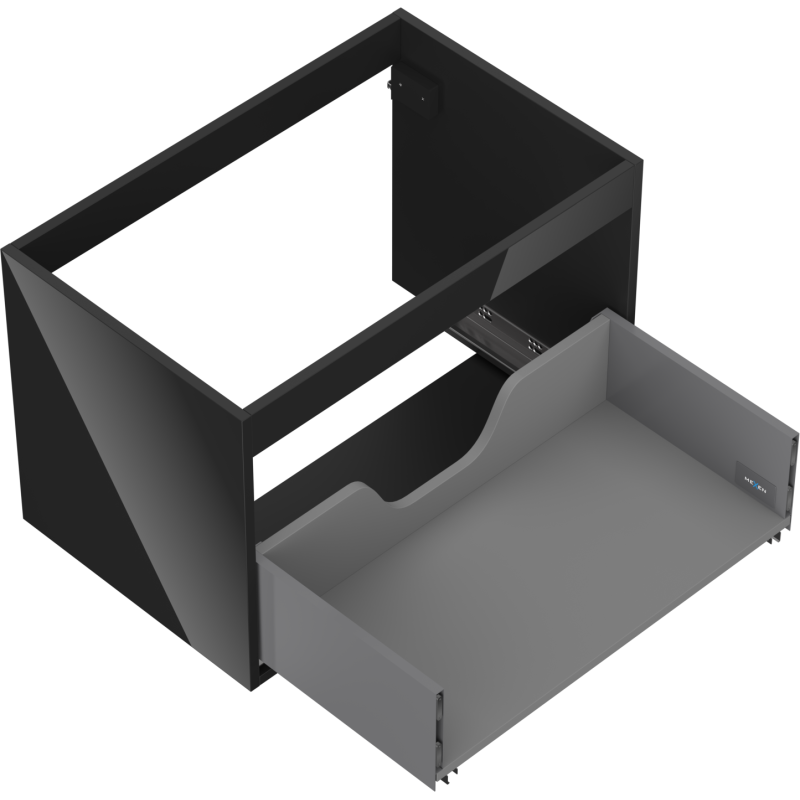 Mexen Box-A cabinet for washbasin 70 cm, 1 drawer, black gloss - 91AX0-0700-470-1-70