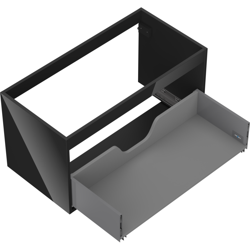 Mexen Box-A badmeubelkast 90 cm, 1 lade, zwart glans - 91AX0-0900-470-1-70