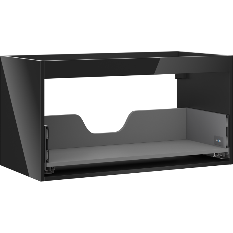 Mexen Box-A badmeubelkast 90 cm, 1 lade, zwart glans - 91AX0-0900-470-1-70