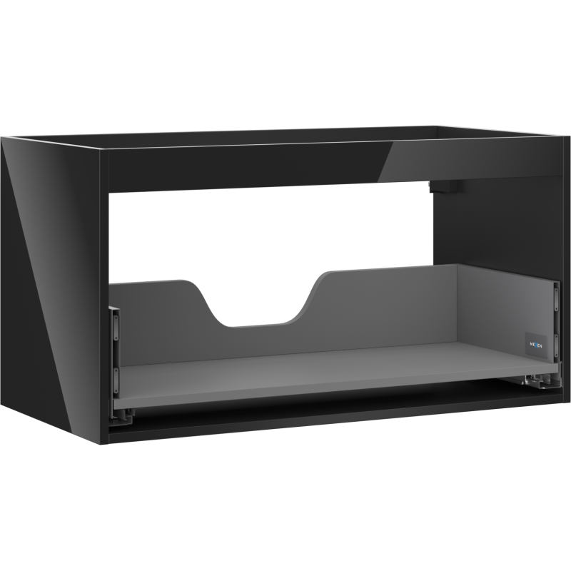 Mexen Box-A corpo de armário de lavatório suspenso 90 cm, 1 gaveta, preto brilhante - 91AX0-0900-470-1-70