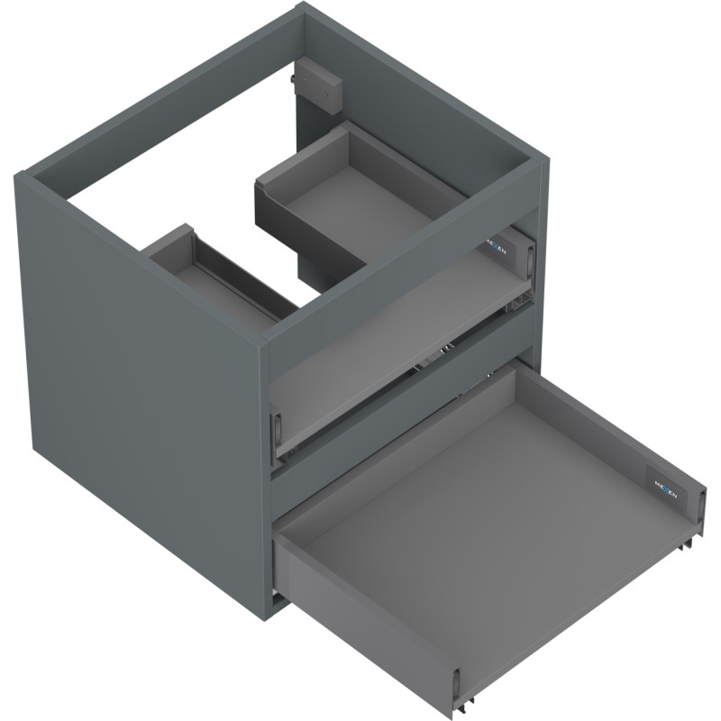Mexen Box-A valamu aluskapi korpus 50 cm, 2 sahtlit, grafiithall matt - 91AX0-0500-470-2-66