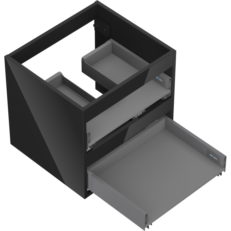Mexen Box-A corpo dell'armadietto sottolavabo 50 cm, 2 cassetti, nero lucido - 91AX0-0500-470-2-70