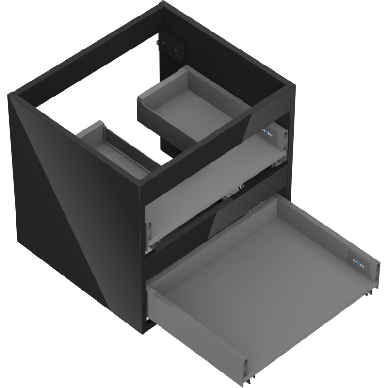 Mexen Box-A korpus ormarića ispod umivaonika 50 cm, 2 ladice, crni sjaj - 91AX0-0500-470-2-70