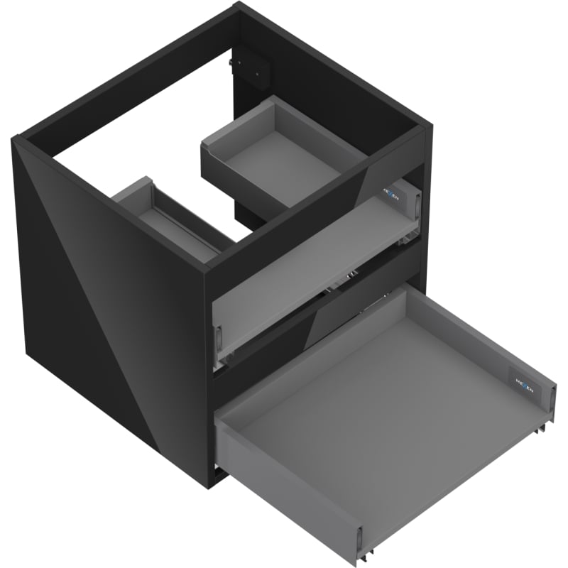 Mexen Box-A korpus szafki podumywalkowej 50 cm, 2 szuflady, czarny połysk - 91AX0-0500-470-2-70