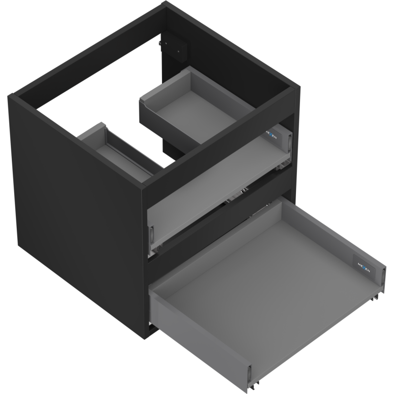 Mexen Box-A Korpus Waschtischschrank 50 cm, 2 Schubladen, Schwarz Matt - 91AX0-0500-470-2-71