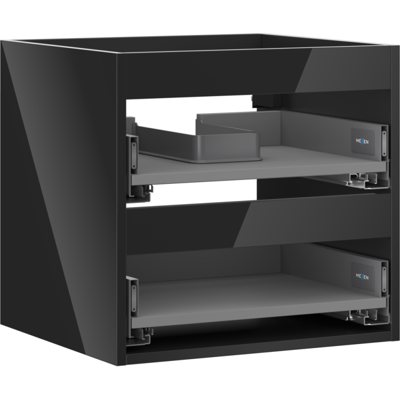 Mexen Box-A corpo dell'armadietto sottolavabo 50 cm, 2 cassetti, nero lucido - 91AX0-0500-470-2-70
