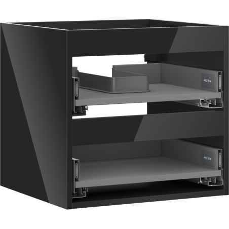 Mexen Box-A cuerpo de gabinete de lavabo 50 cm, 2 cajones, negro brillante - 91AX0-0500-470-2-70