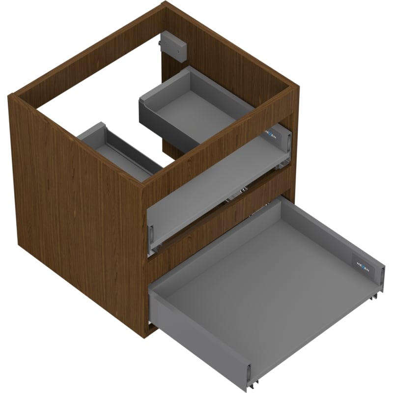 Mexen Box-A Cabinet Body Under Basin 50 cm, 2 Drawers, Walnut - 91AX0-0500-470-2-86