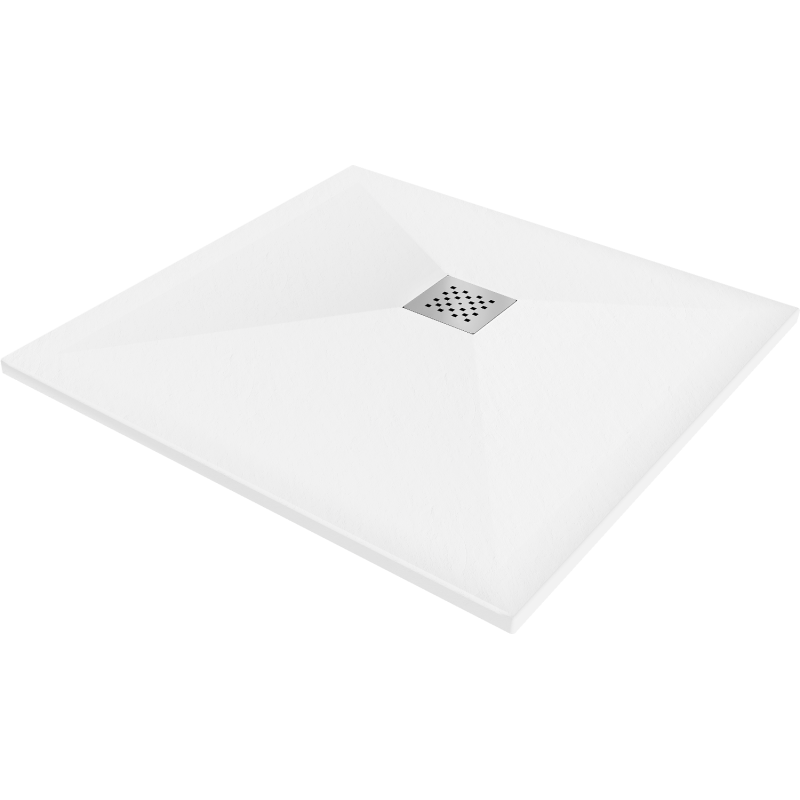 Mexen Stone+ kompozītmateriāla kvadrātveida dušas paliktnis 70 x 70 cm, balts - 44107070
