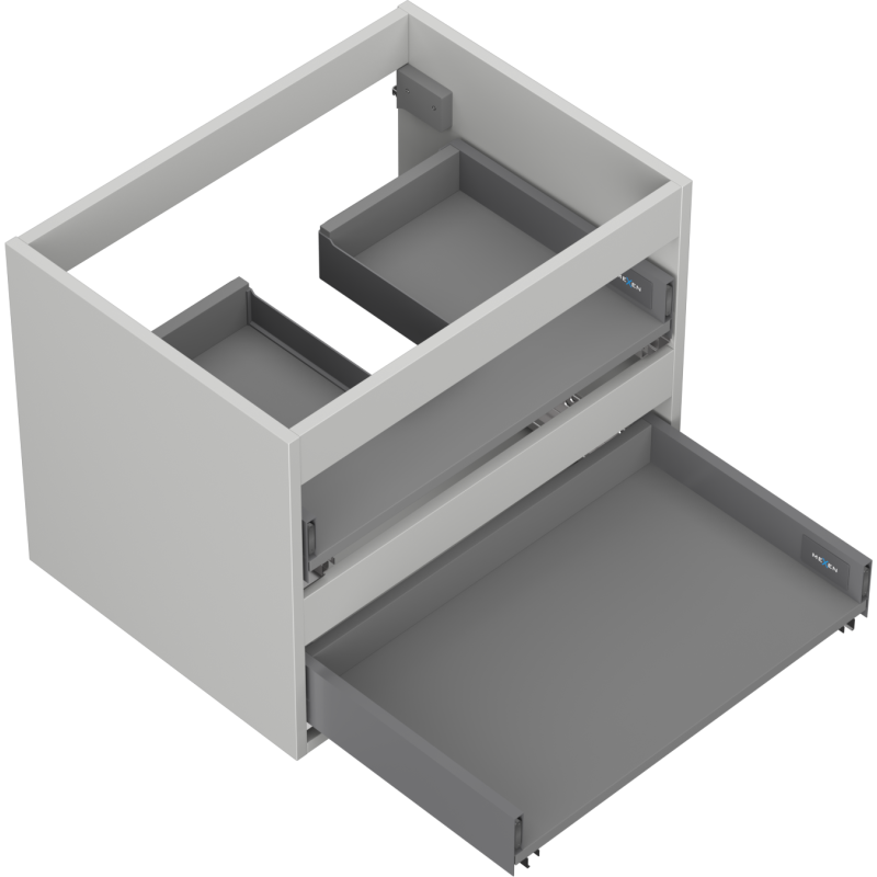 Mexen Box-A cabinet body for under-sink 60 cm, 2 drawers, grey matt - 91AX0-0600-470-2-62