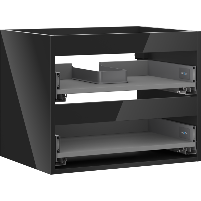 Mexen Box-A cuerpo del armario bajo lavabo 60 cm, 2 cajones, negro brillante - 91AX0-0600-470-2-70