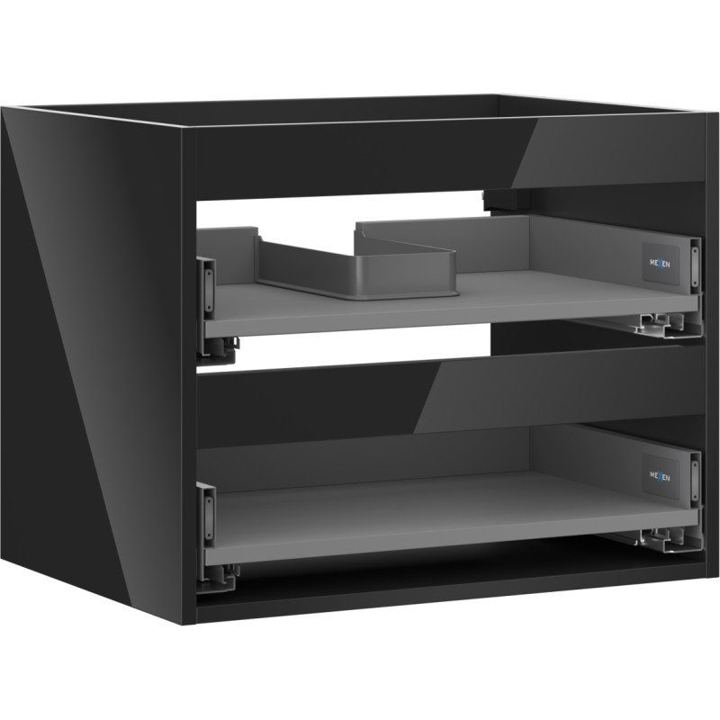 Mexen Box-A korisnica ormarića ispod umivaonika 60 cm, 2 ladice, crni sjaj - 91AX0-0600-470-2-70