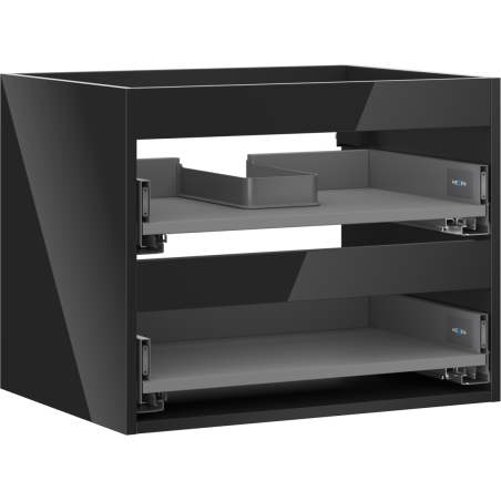 Mexen Box-A korisnica ormarića ispod umivaonika 60 cm, 2 ladice, crni sjaj - 91AX0-0600-470-2-70